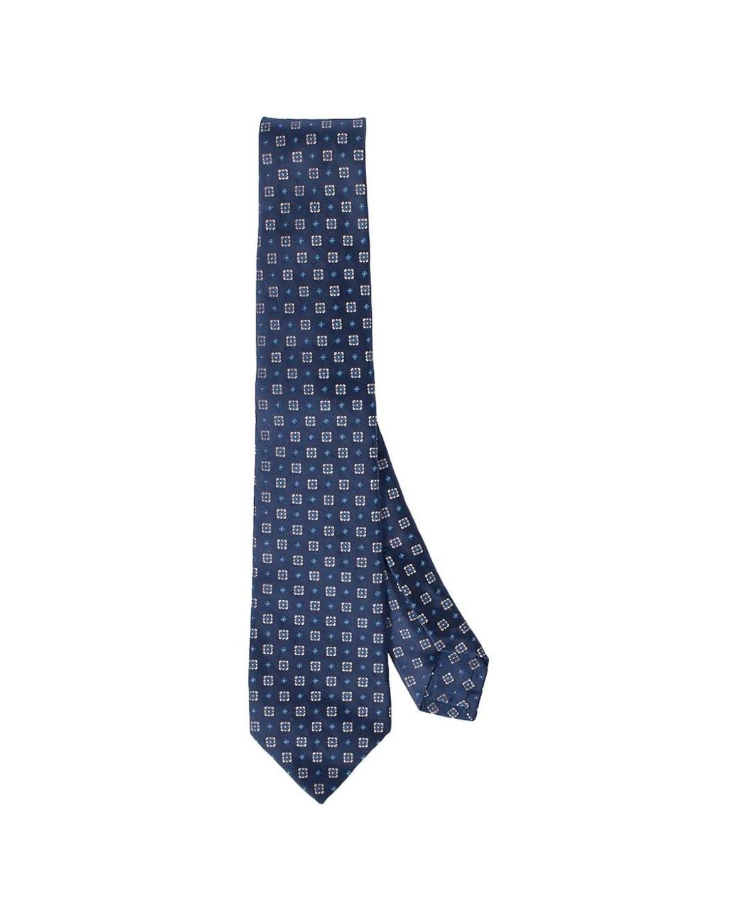 Kiton Blue Geometric-Pattern Tie for men