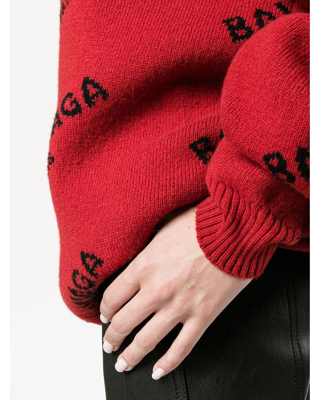 Balenciaga Logo Jumper in Red | Lyst