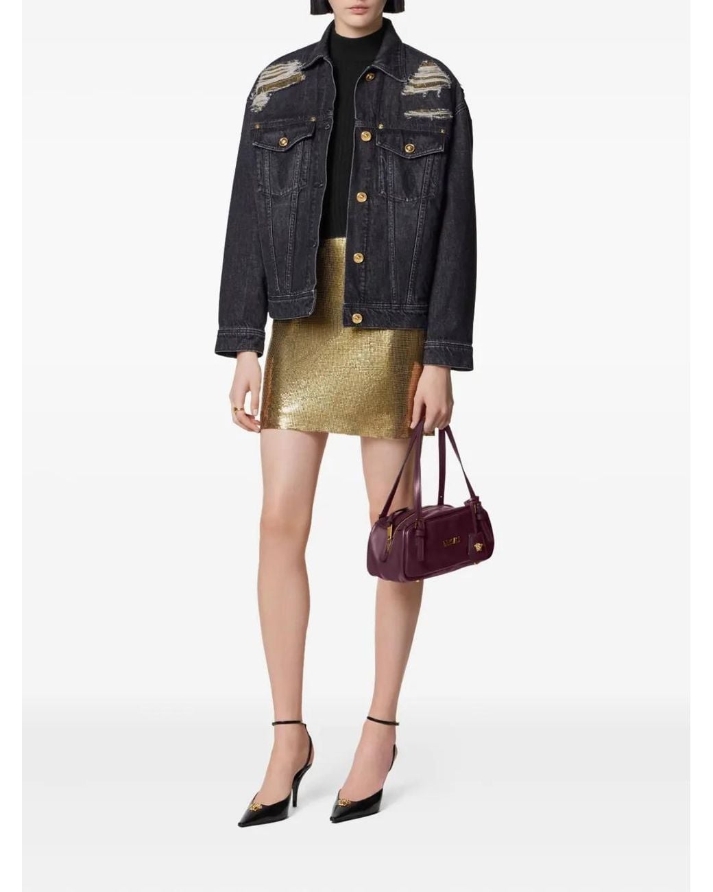 Versace Green Metal Mesh Mini Skirt