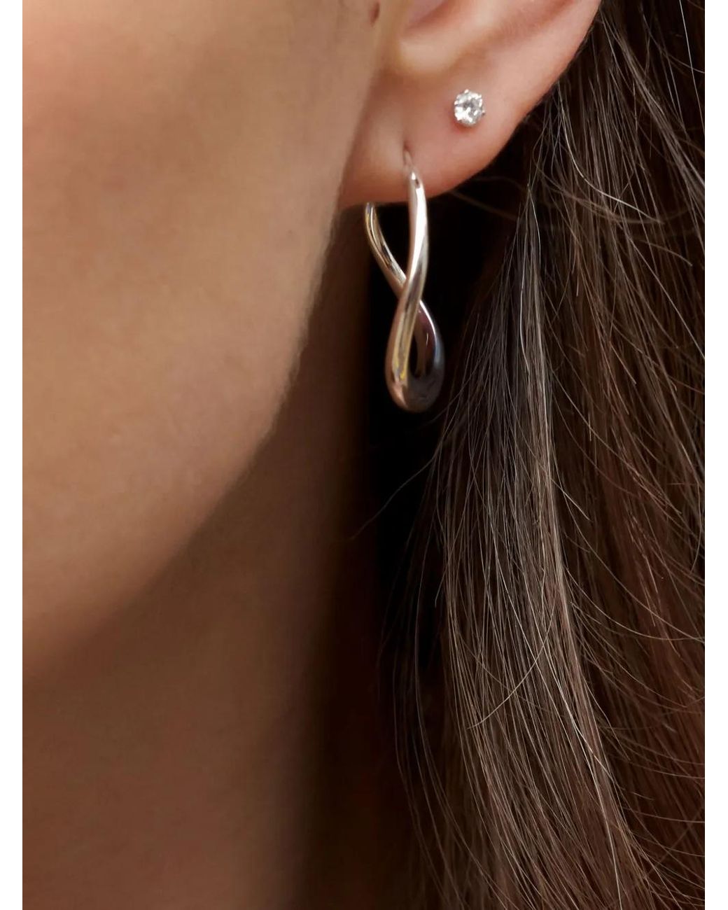Dinny Hall White Small Wave Twisted Hoop Earrings