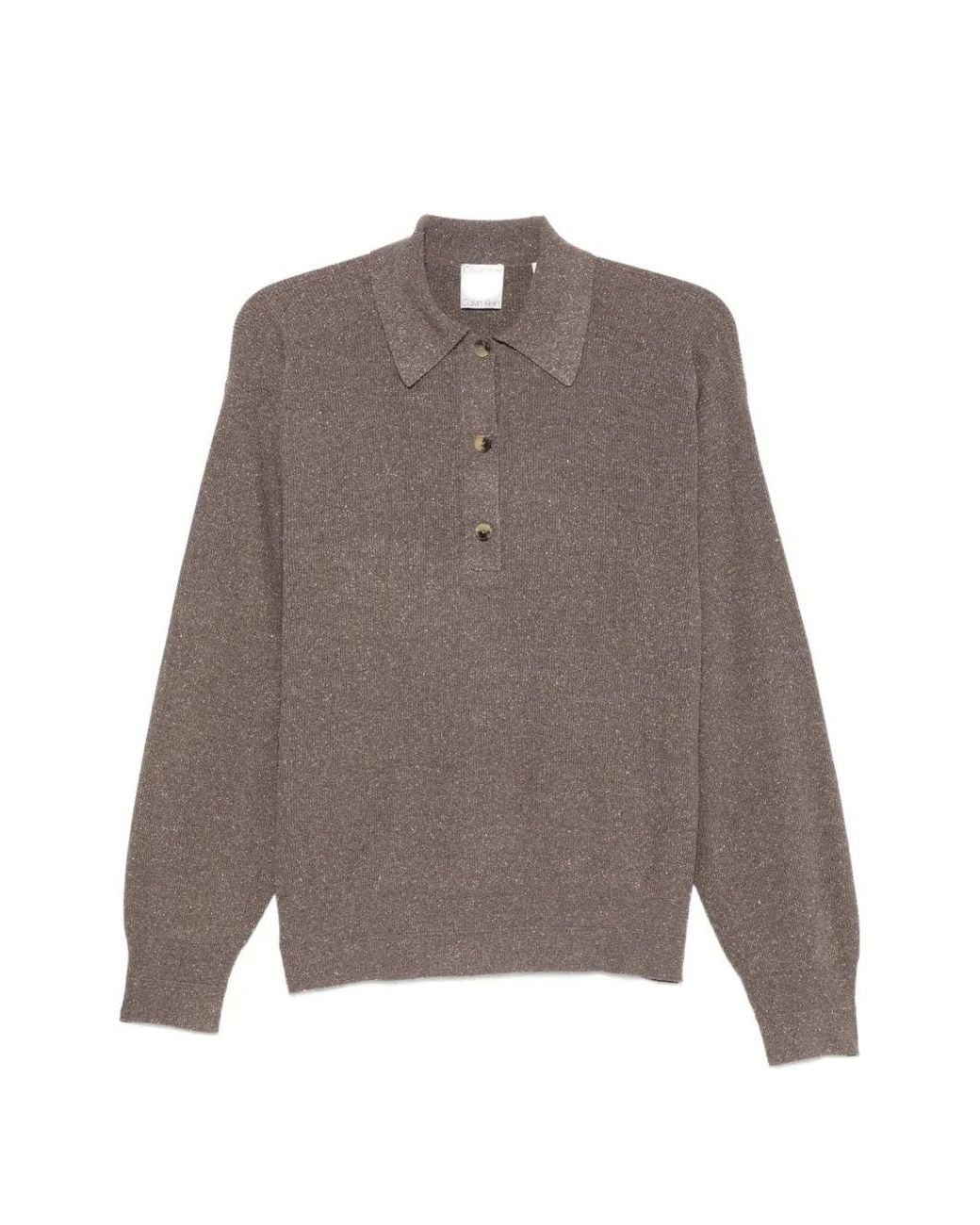 Calvin Klein Brown Helga Ribbed-Knit Polo Shirt