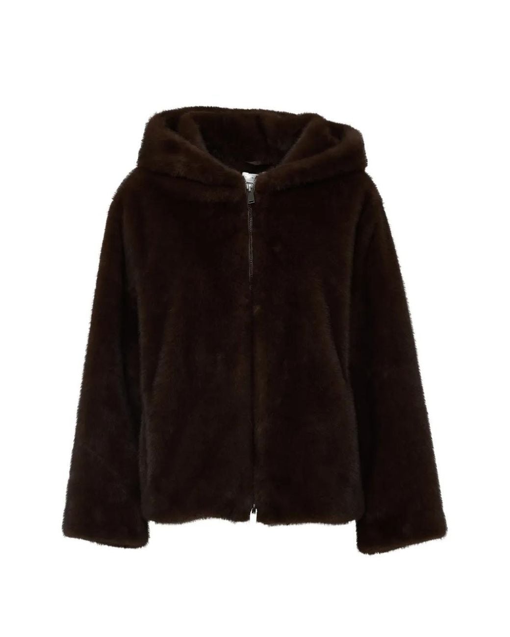 P.A.R.O.S.H. Black Faux-Fur Hooded Jacket