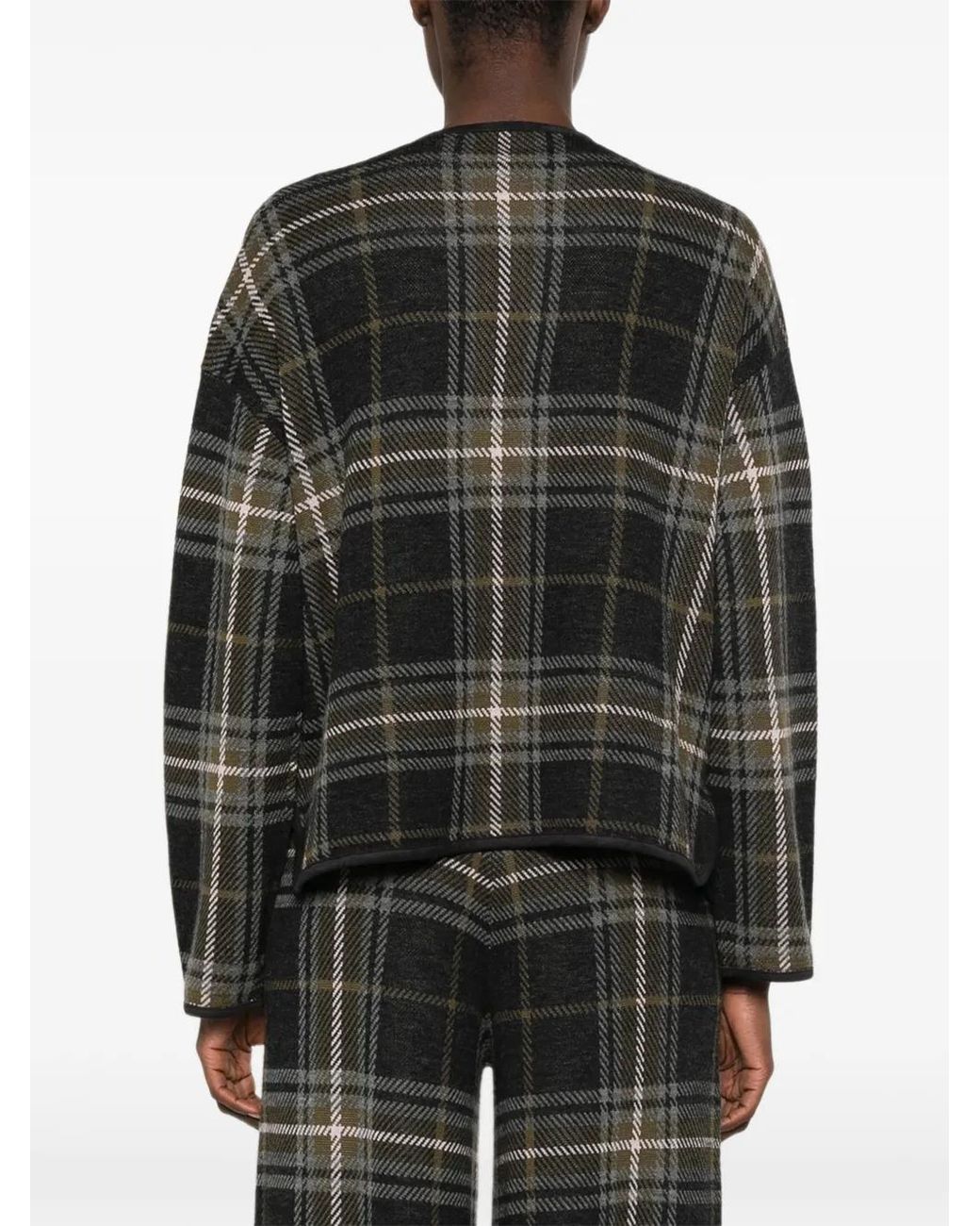 Bompard Black Tartan Jacquard Cardigan