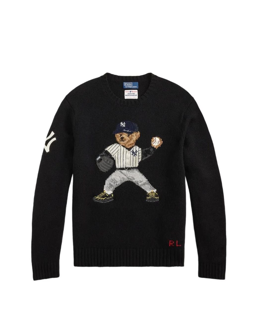 Polo Ralph Lauren Black X New York Yankees Polo Bear Wool Sweater for men