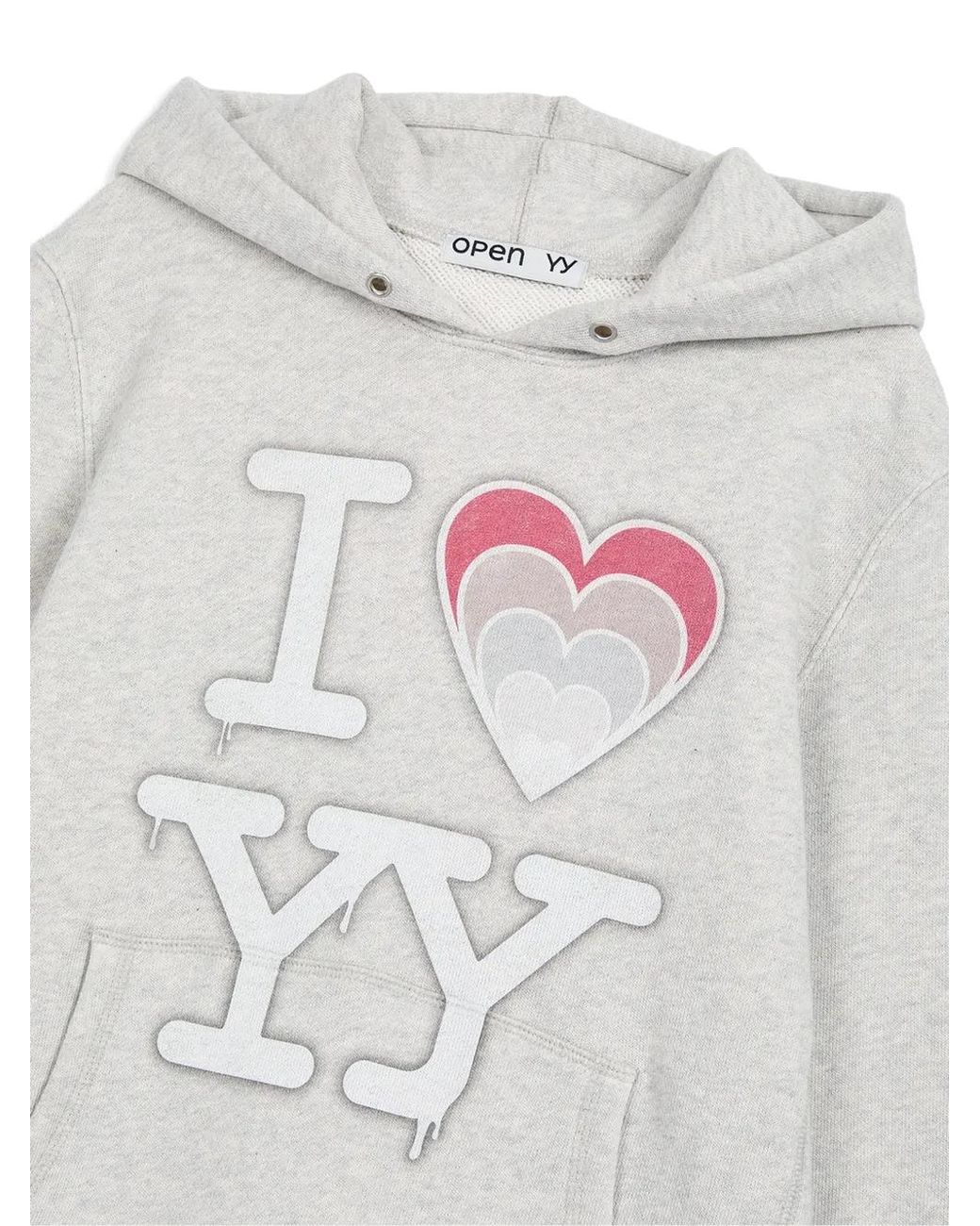 OPEN YY White I Love Yy Logo-Print Cotton Hoodie
