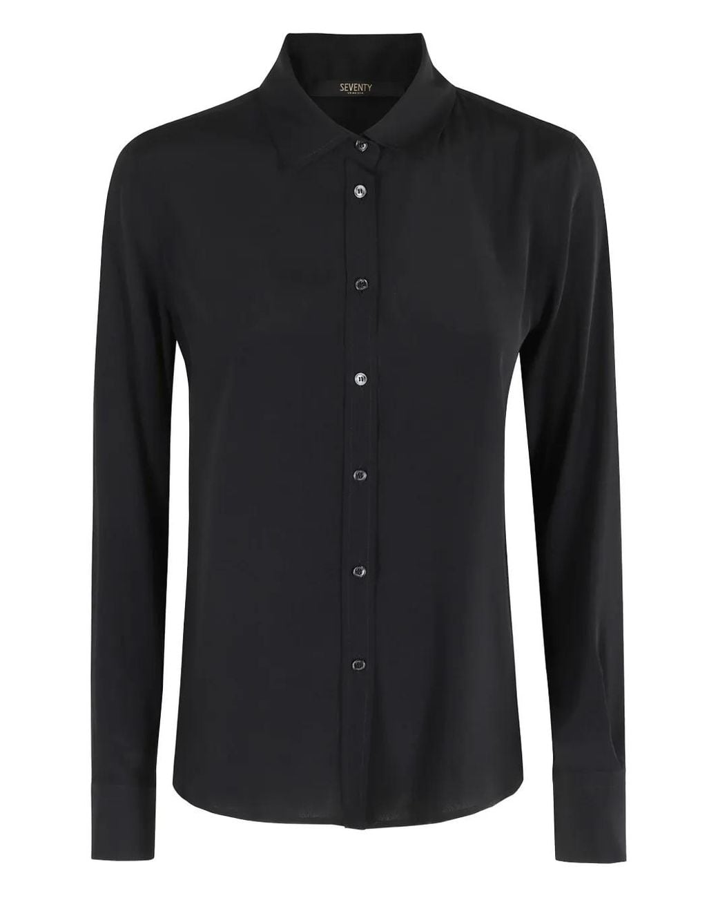 Seventy Black Long-Sleeve Collared Shirt