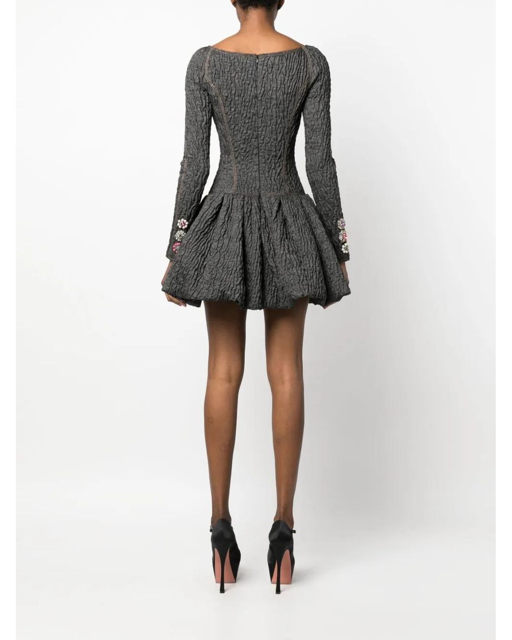 Moschino Black Crystal-Embellished Textured Minidress