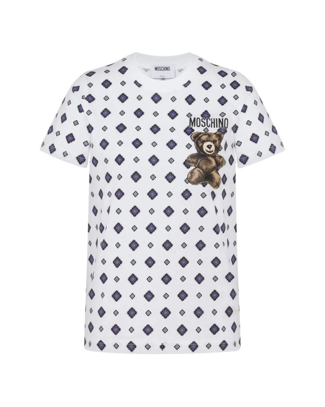 Moschino White T-Shirt À Motif Géométrique