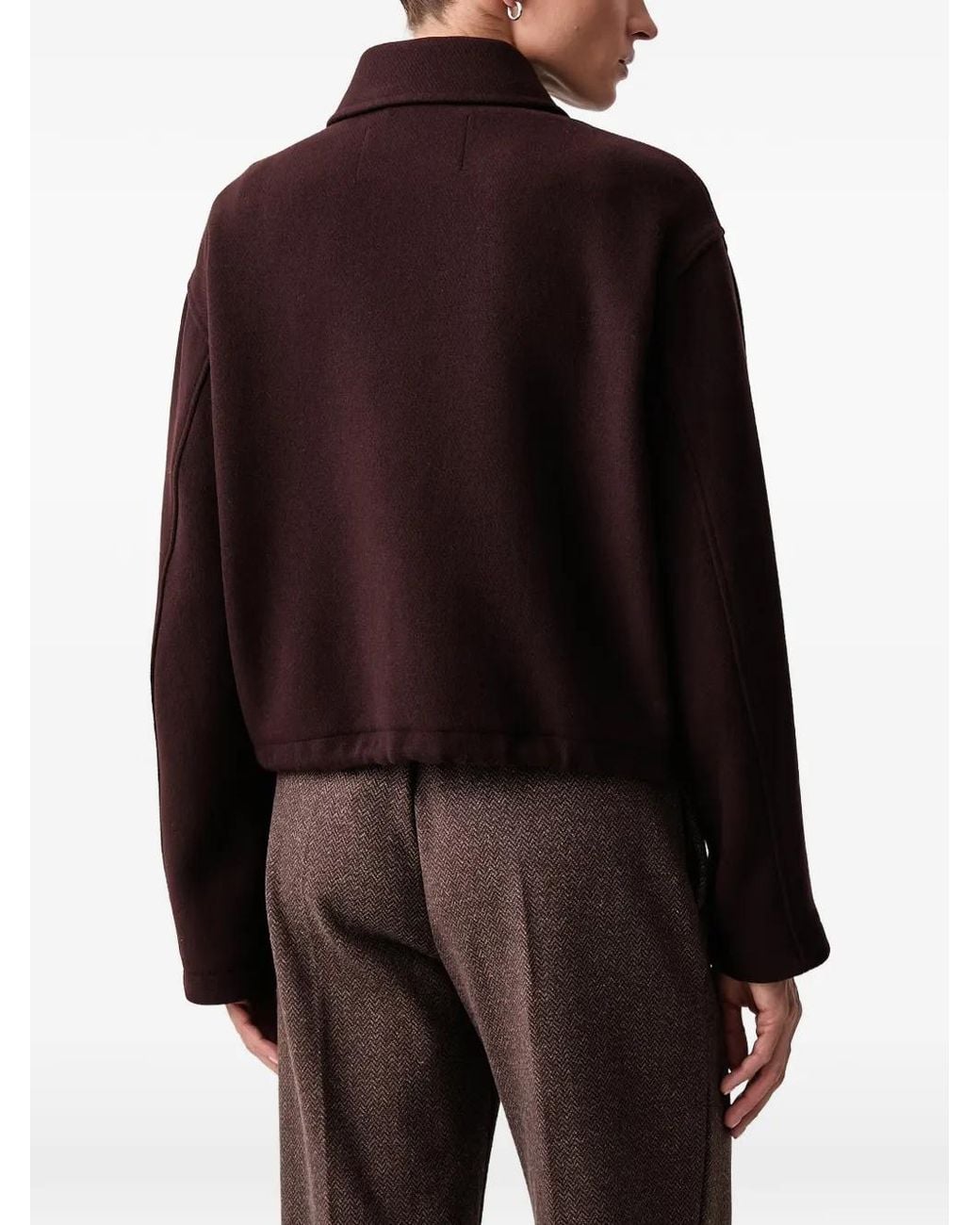 Marc O' Polo Brown Zip-Up Patch-Pocket Cropped Jacket