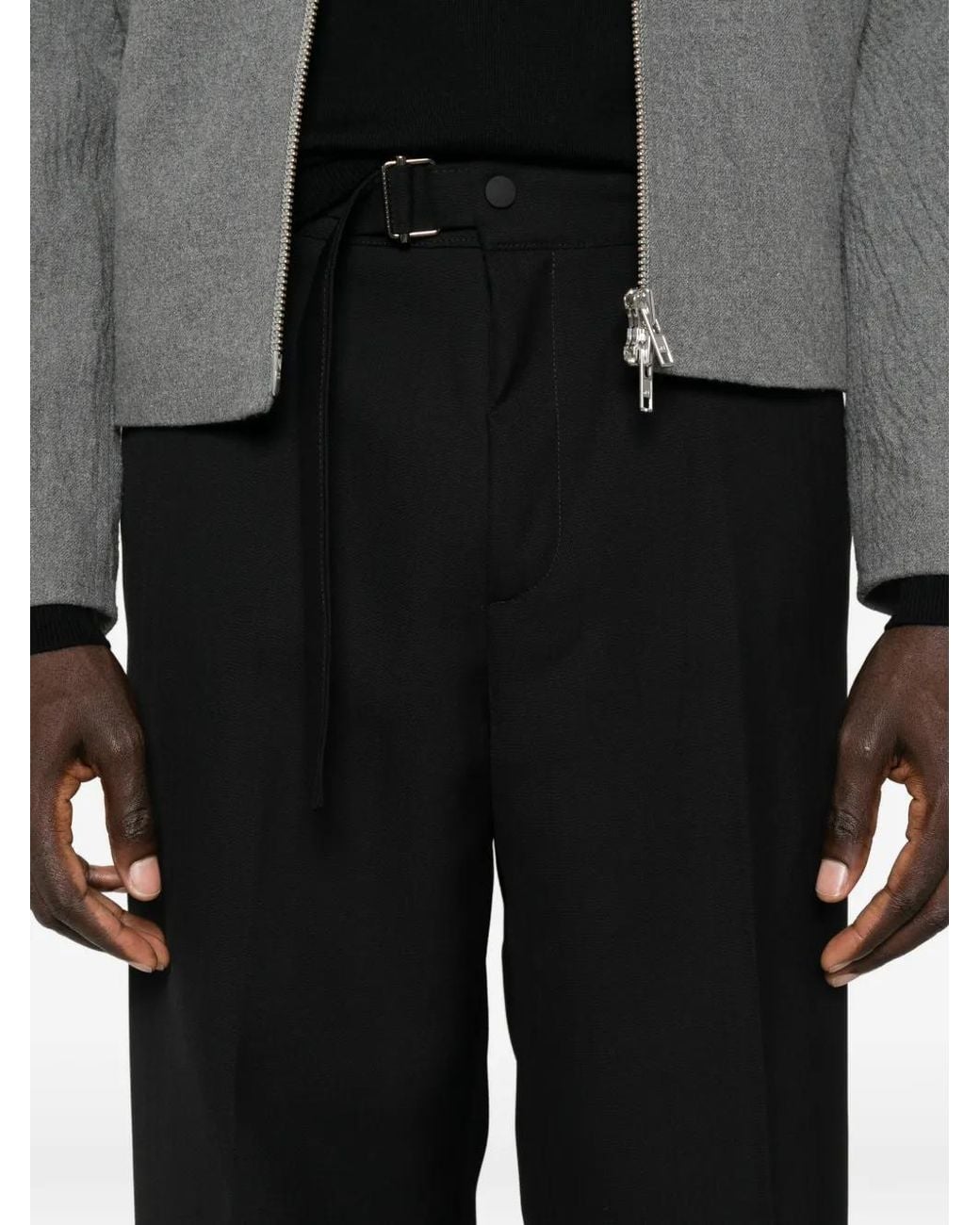 Costumein Black John Belted Straight-Leg Trousers for men