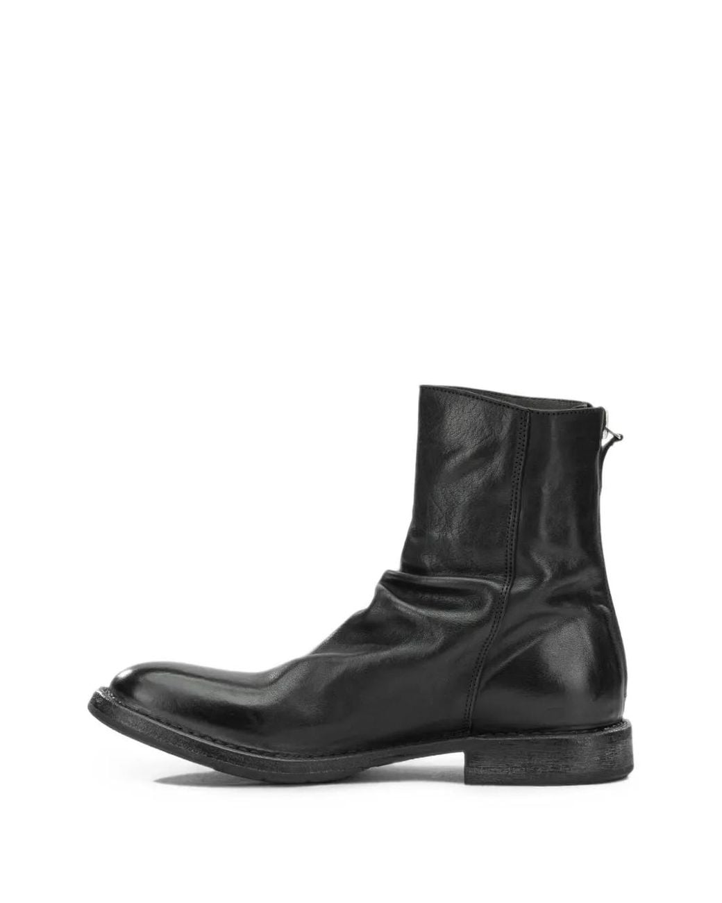 Moma Black Rear-Zip Leather Boots for men