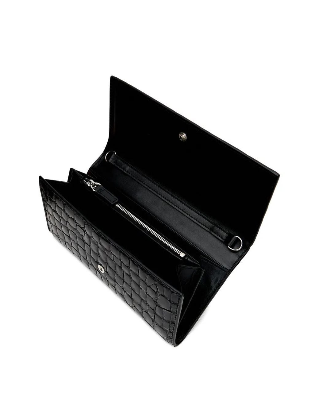 Roberto Cavalli Black Croc-Effect Tiger-Head Chain Wallet