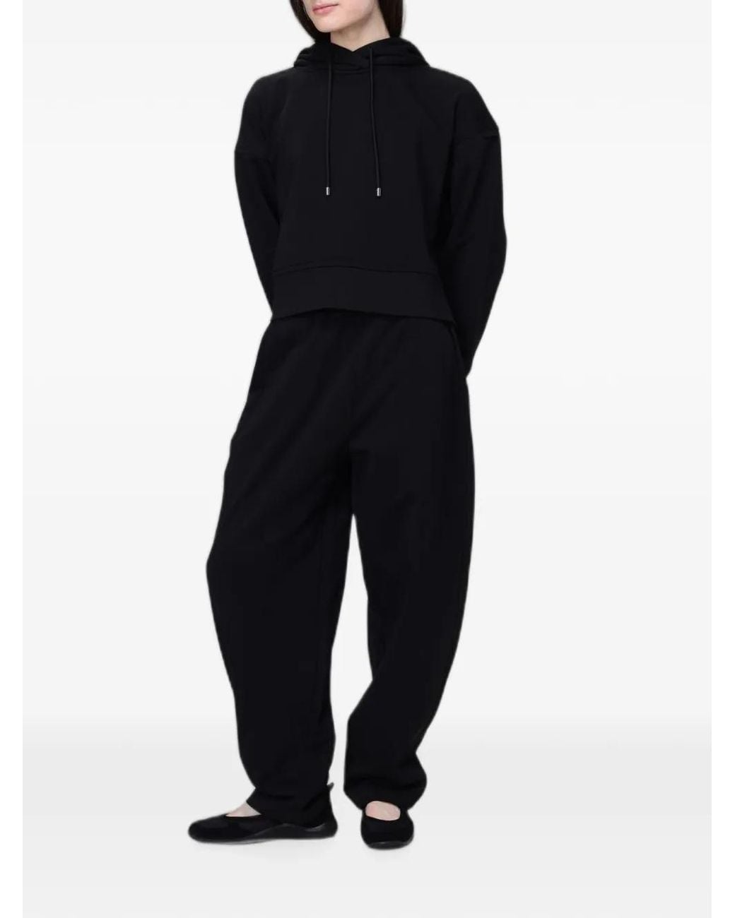Max Mara Blue Drawstring-Hood Cropped Hoodie