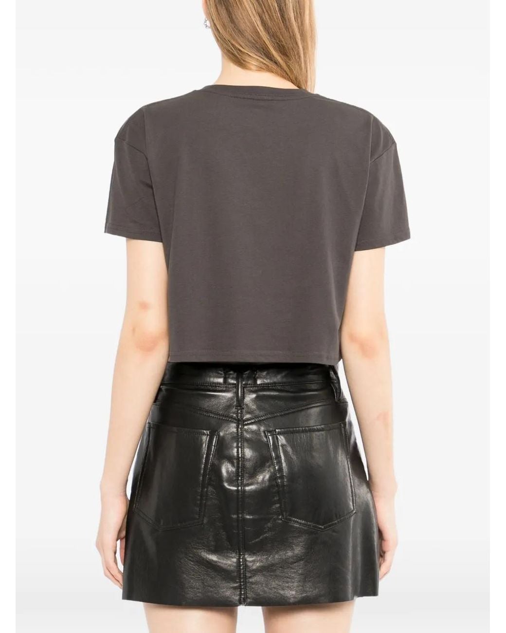 Melt Black T-Shirt Crop À Imprimé Graphique