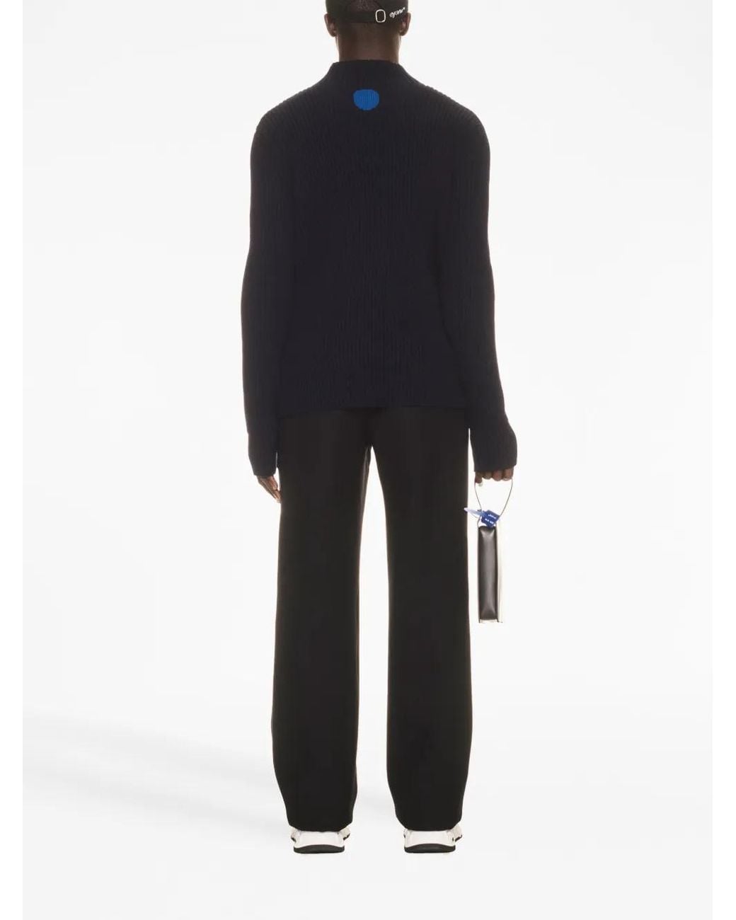 Off-White c/o Virgil Abloh Black Logo-Embroidered Rib-Knit Jumper for men
