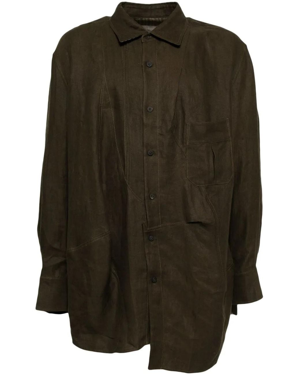Ziggy Chen Green Linen Shirt for men