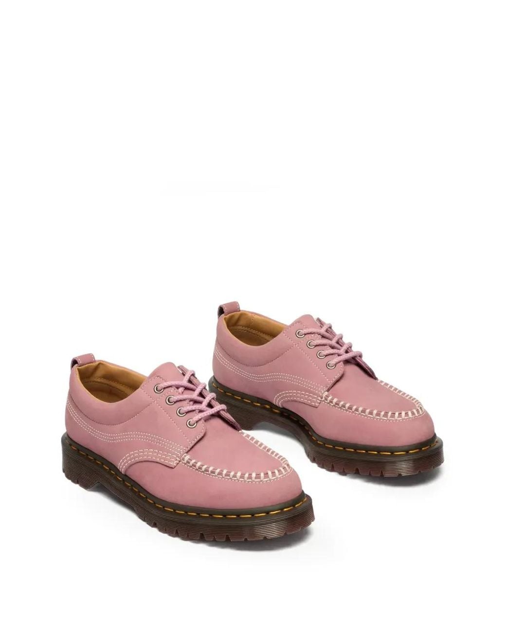 Dr. Martens Pink Lowell Stitching Lace-Up Boat Shoes
