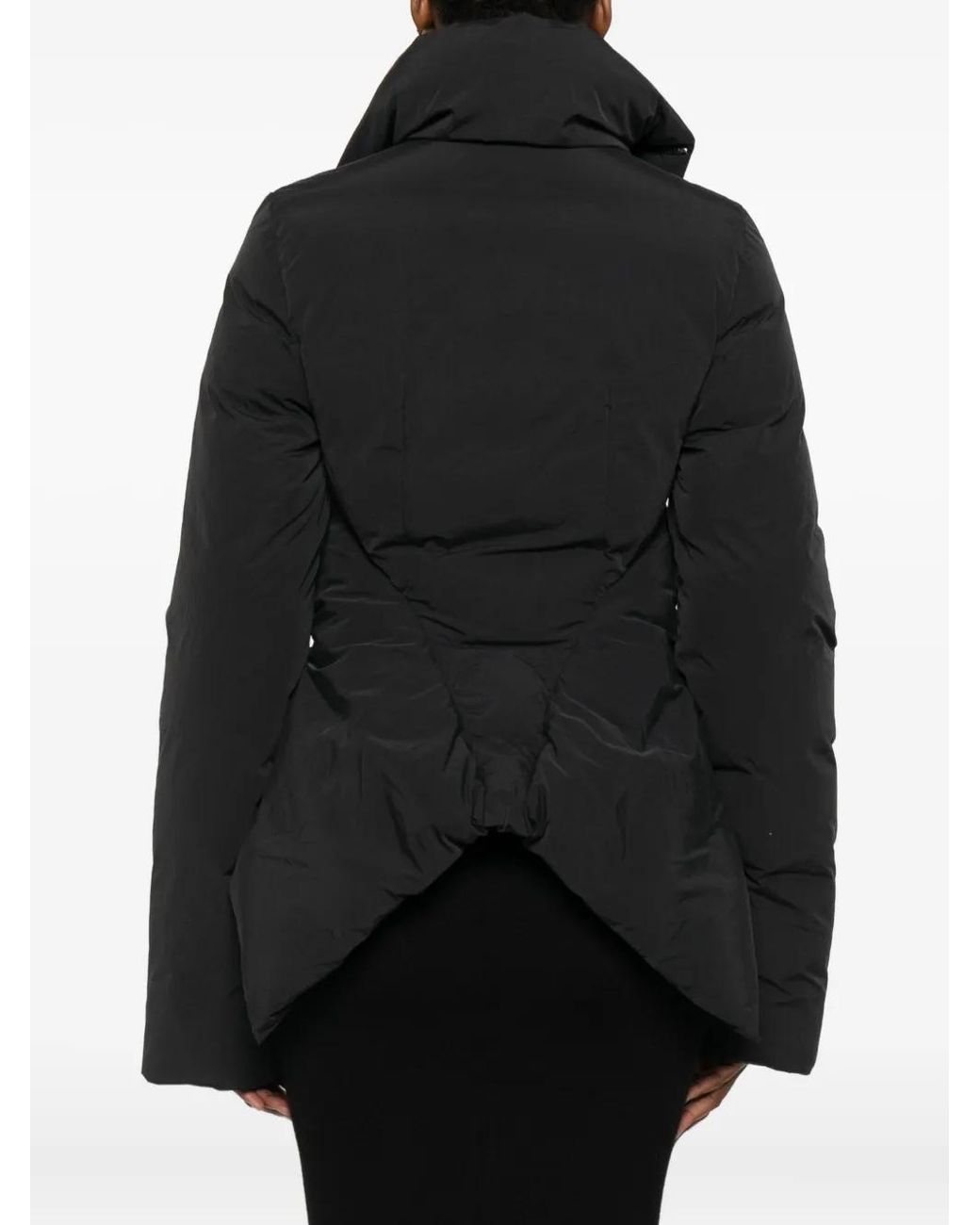 Rick Owens Black Asymmetrical Quilted Jacket