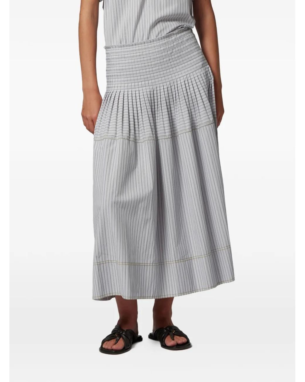 Paul Smith White Cotton-Blend Stripe Skirt
