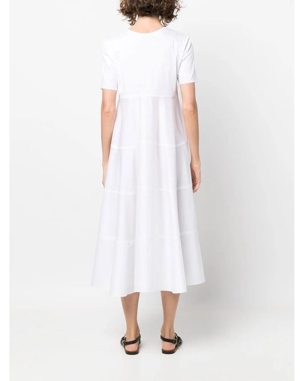 Blanca Vita White Tiered Short-Sleeve Dress