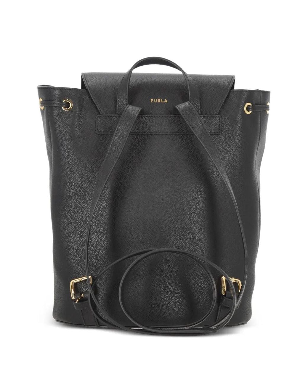 Furla Black Grainy Leather Backpack