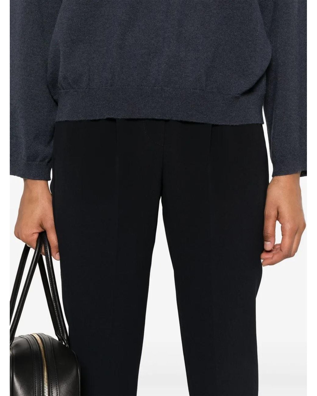 Brunello Cucinelli Black Tailored Straight-Leg Trousers