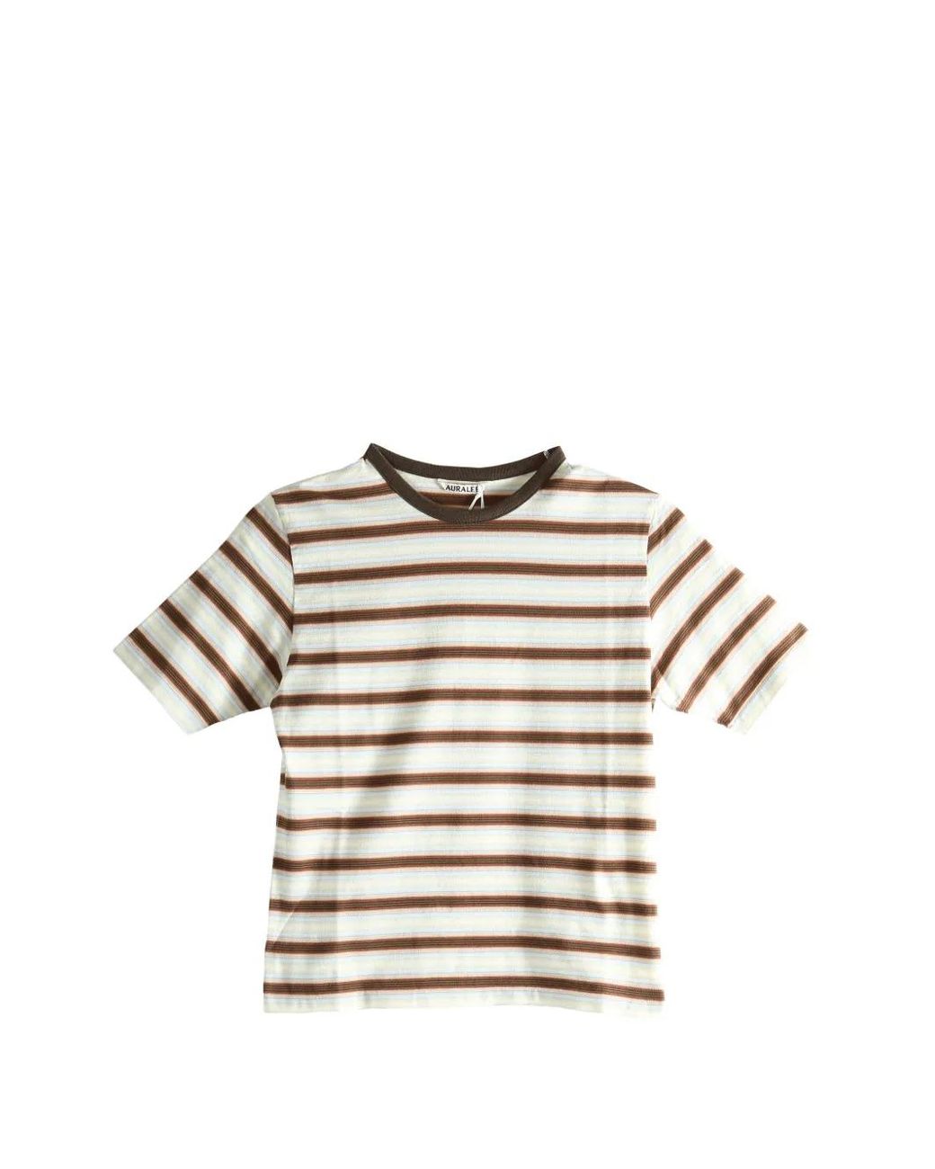 Auralee Brown Gradient Striped T-Shirt