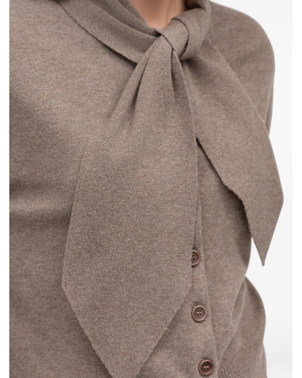 Chinti & Parker Brown Tie-Neck Button-Up Cardigan