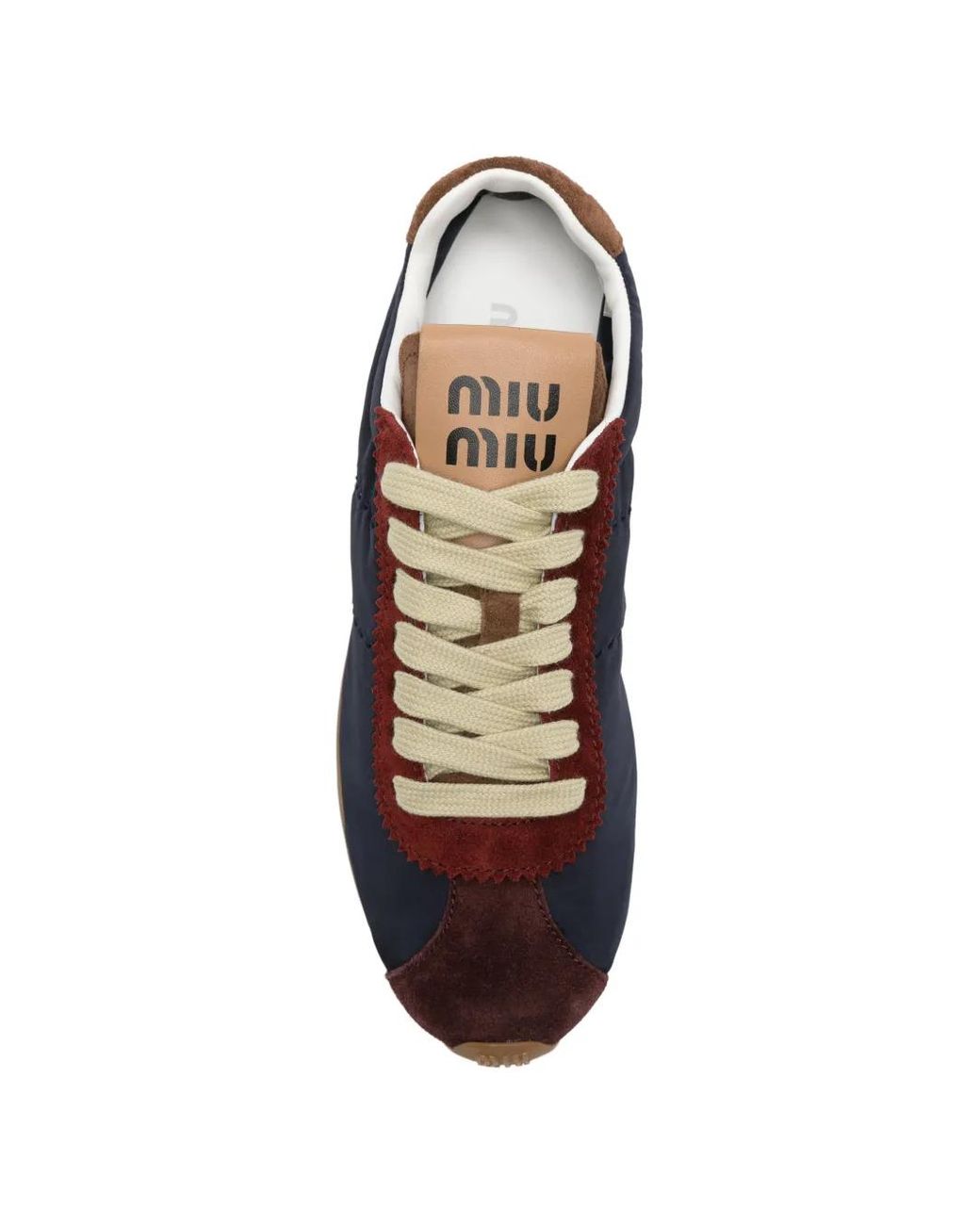 Miu Miu Black Plume Suede-Trim Panelled Sneakers