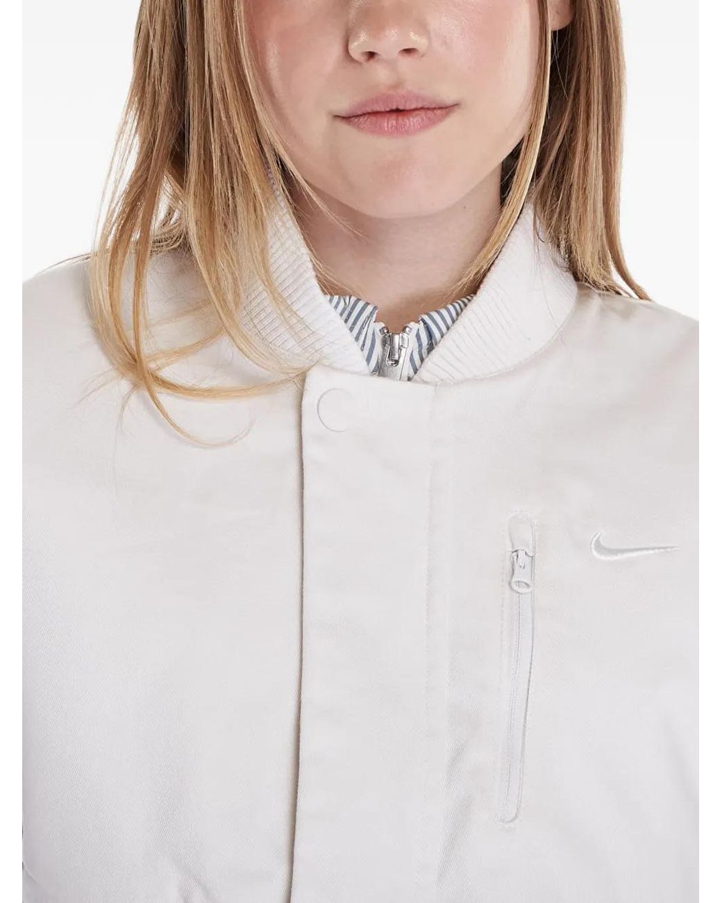 Nike White Cropped Bomber Jacket