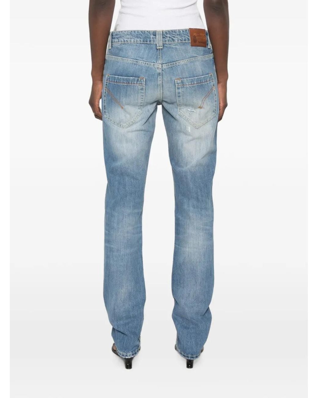 Dondup Blue Jean À Effet Usé