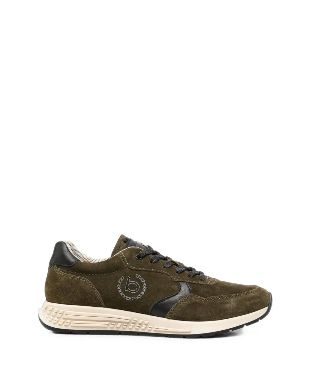 Bugatti Green Logo-Print Suede Sneakers for men