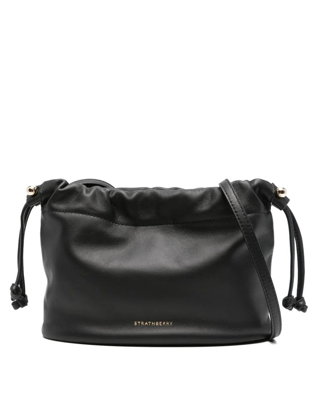Charlotte Drawstring Soft Nappa Negro Strathberry de color Black