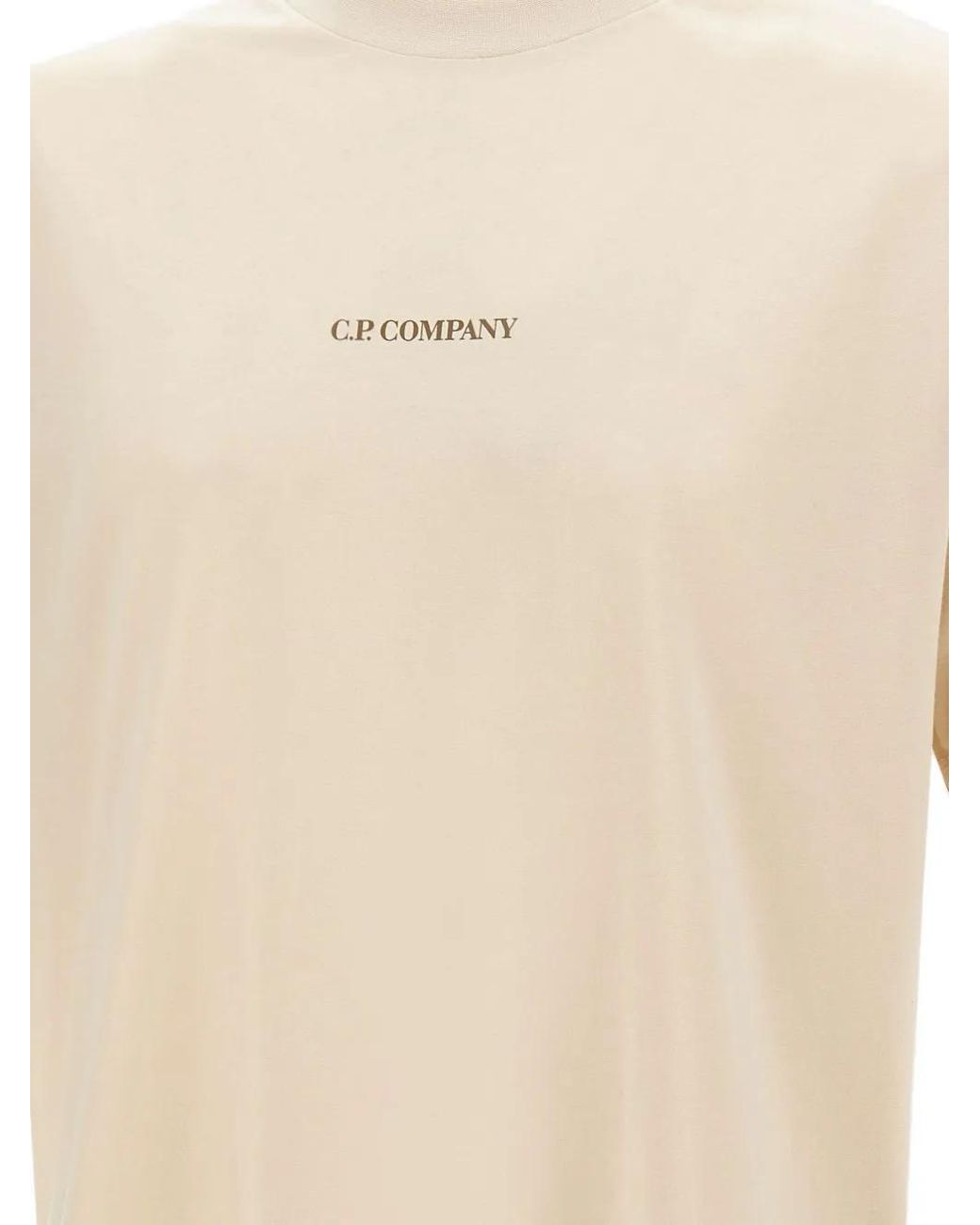 C P Company Natural C.P.Company Crew-Neck T-Shirt With Logo Print for men