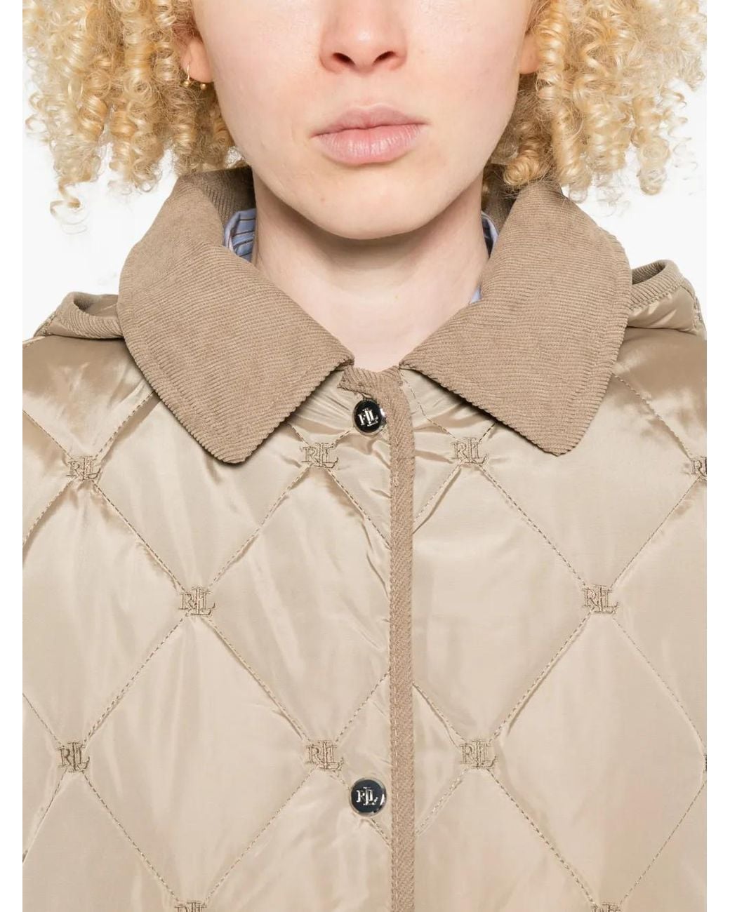 Ralph Lauren Natural Quilted Hooded Coat