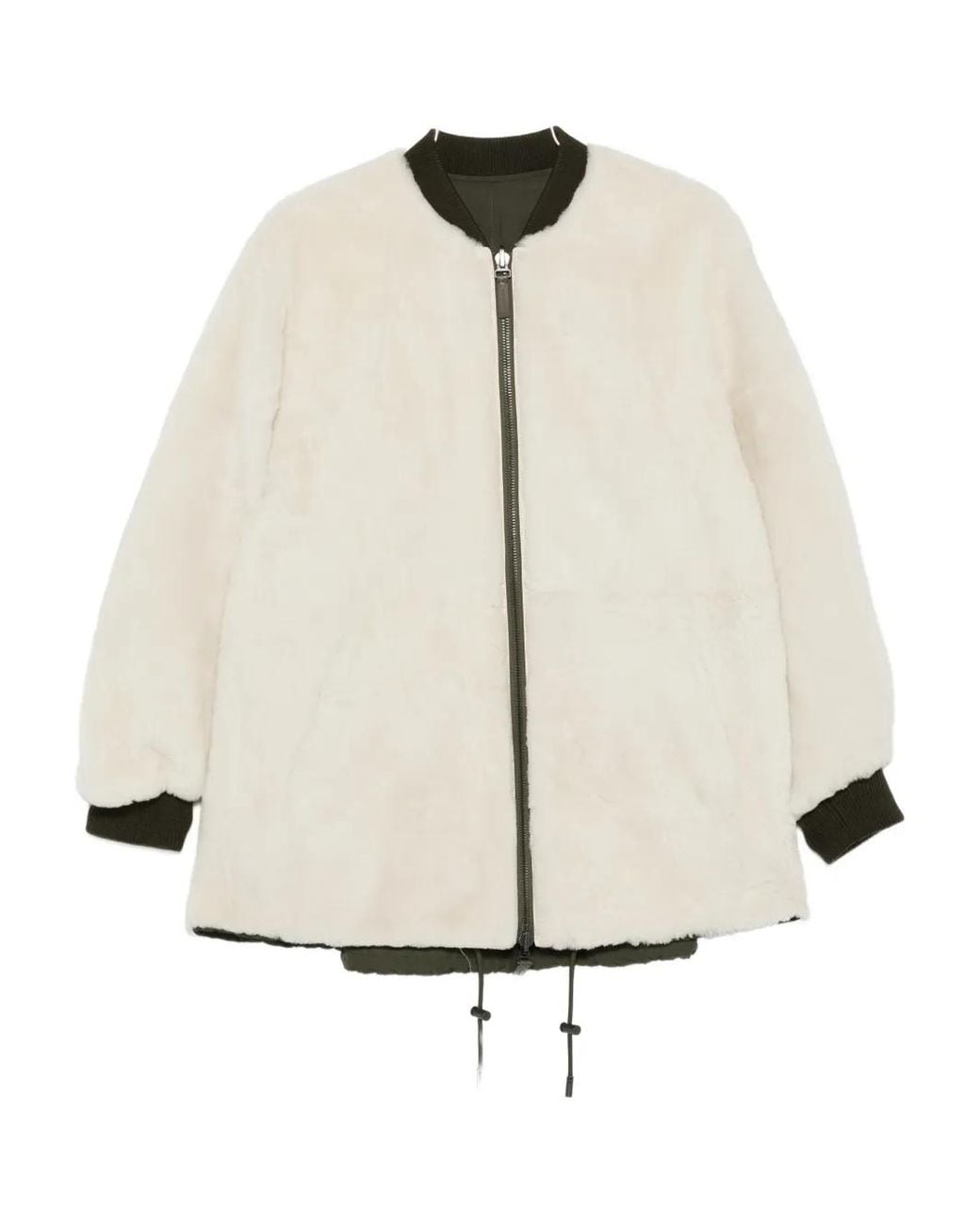 Yves Salomon Green Manteau À Fermeture Zippée