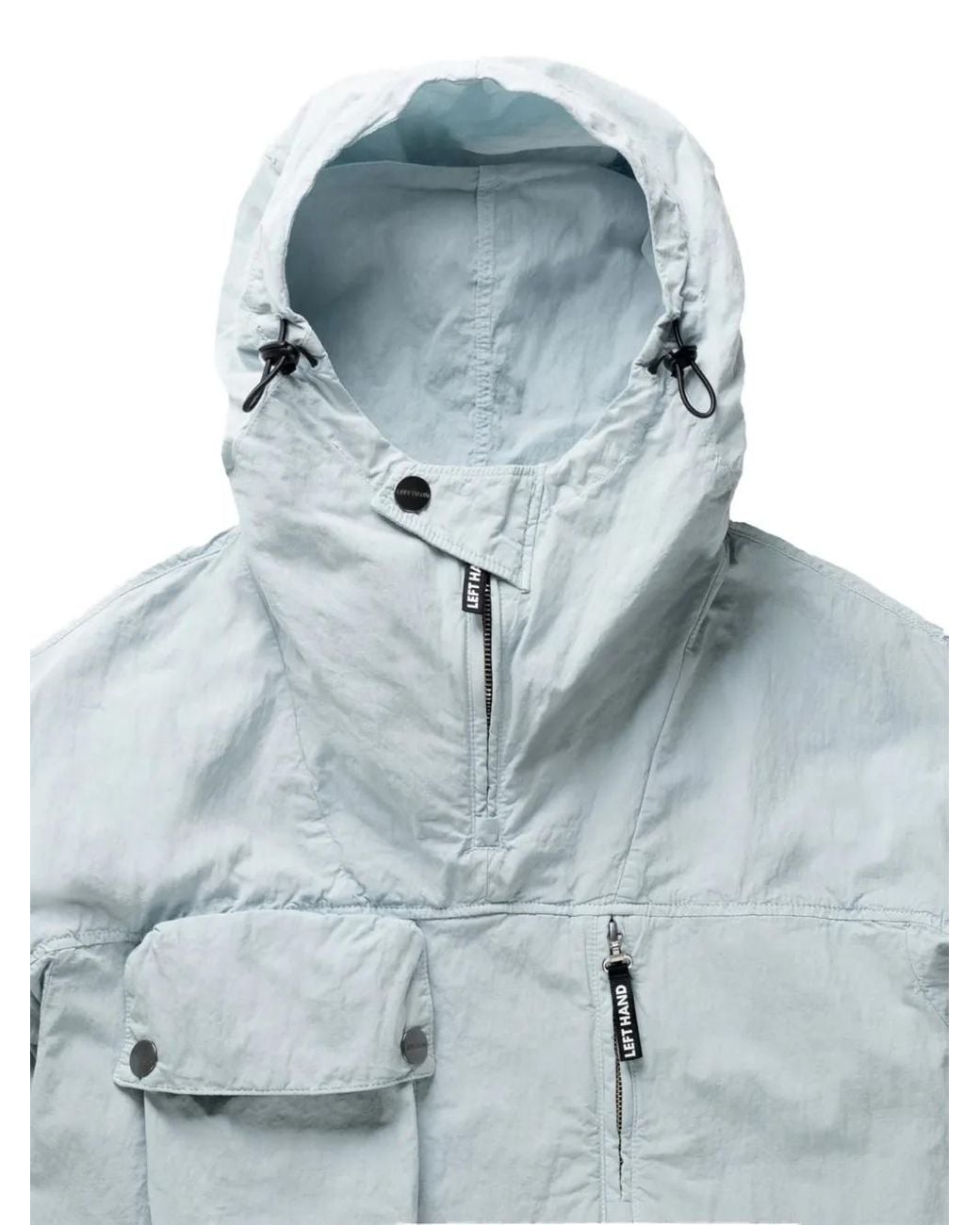 Left Hand Blue Hooded Pocket Jacket for men