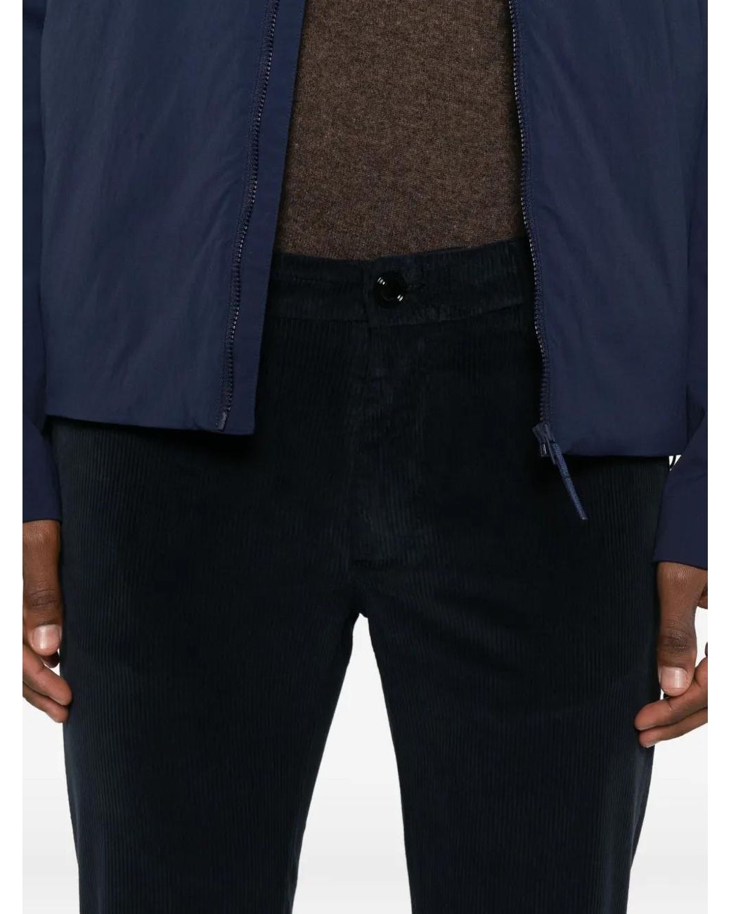 Re-hash Blue Mucha Corduroy Cuffed-Hem Chinos for men