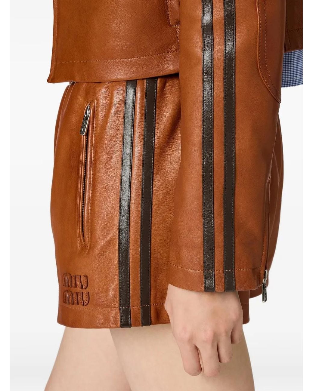 Miu Miu Brown Nappa Leather Shorts