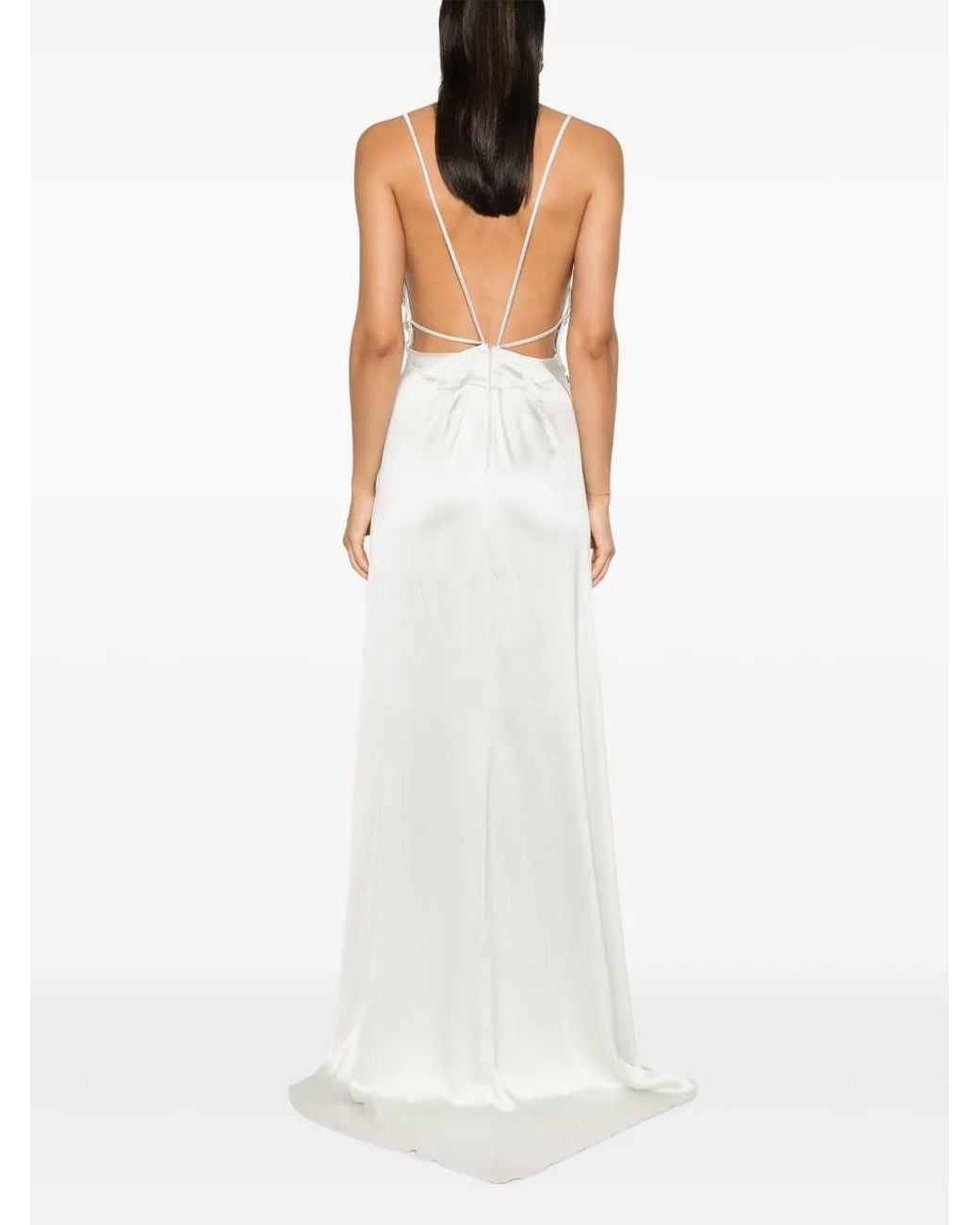 MITILIANE COUTURE White Drape-Detail Maxi Dress