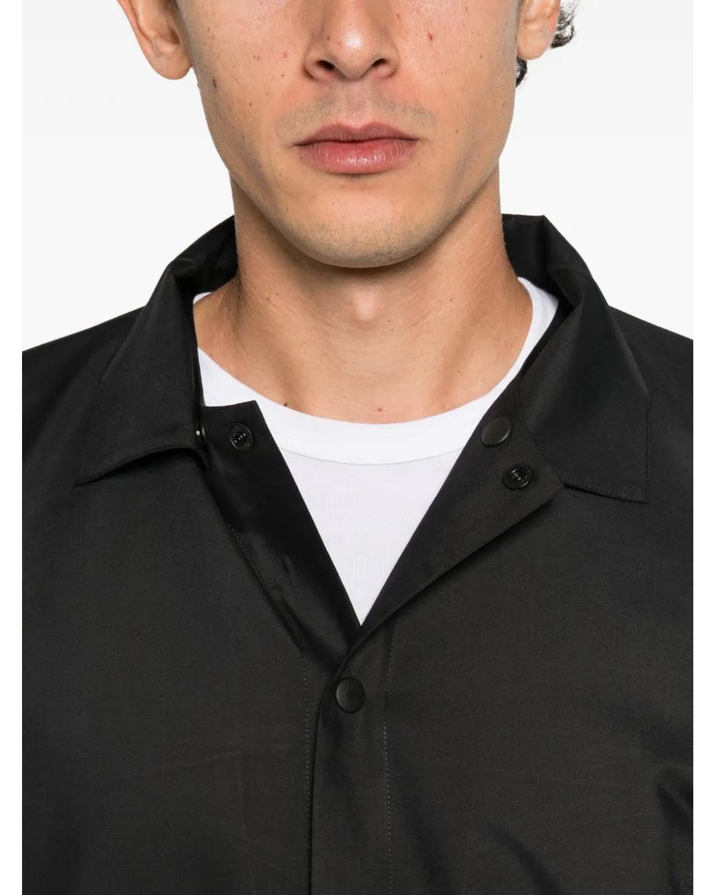 Issey Miyake Black Panelled Press-Stud Shirt for men