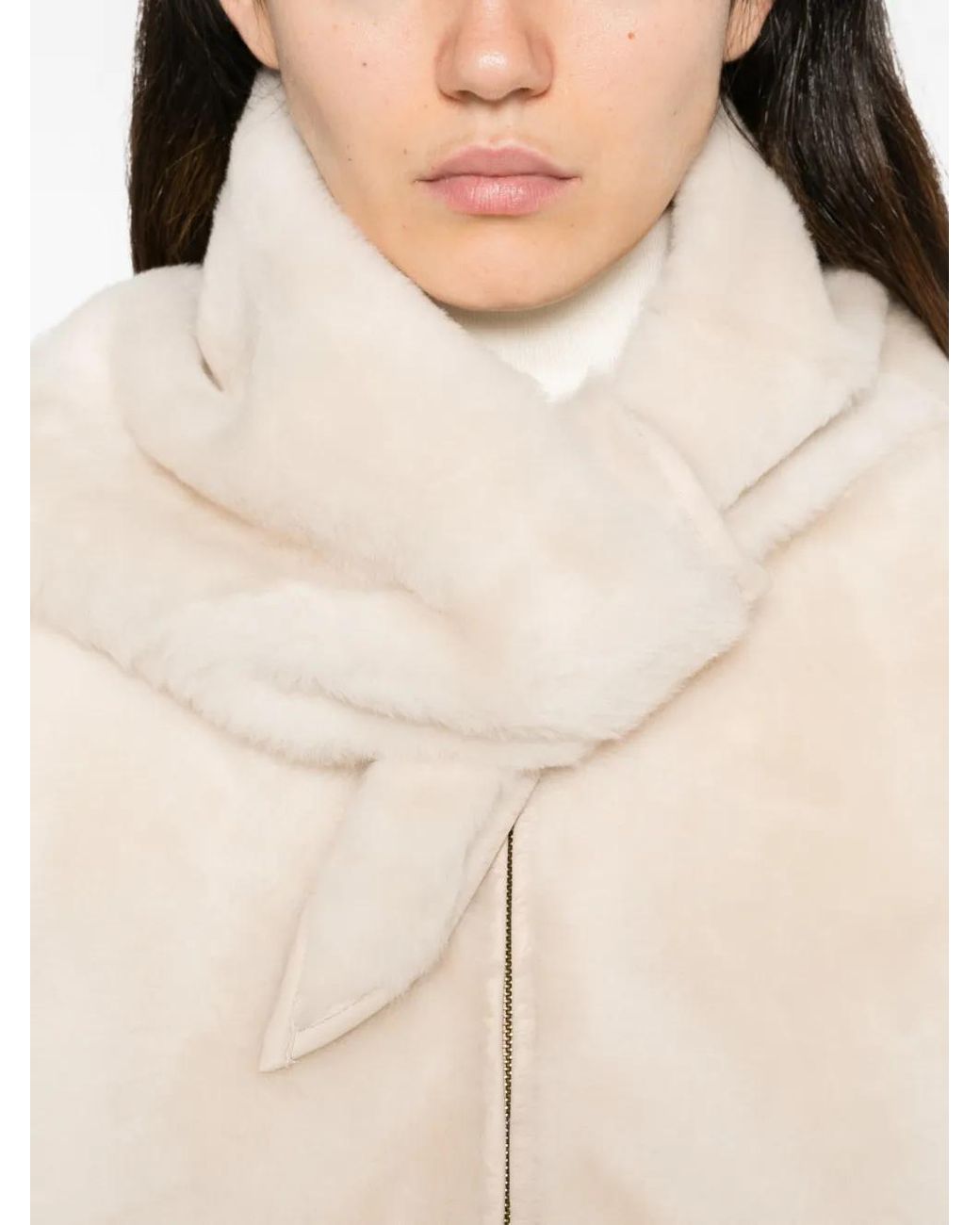 Max Mara Natural Shearling Panel Jacket