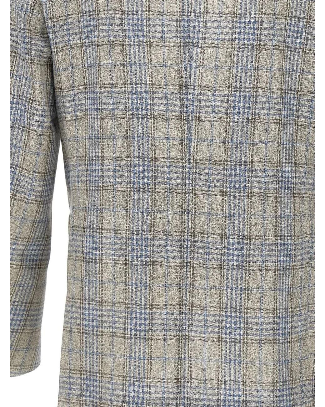 Santaniello Gray Plaid-Pattern Blazer for men