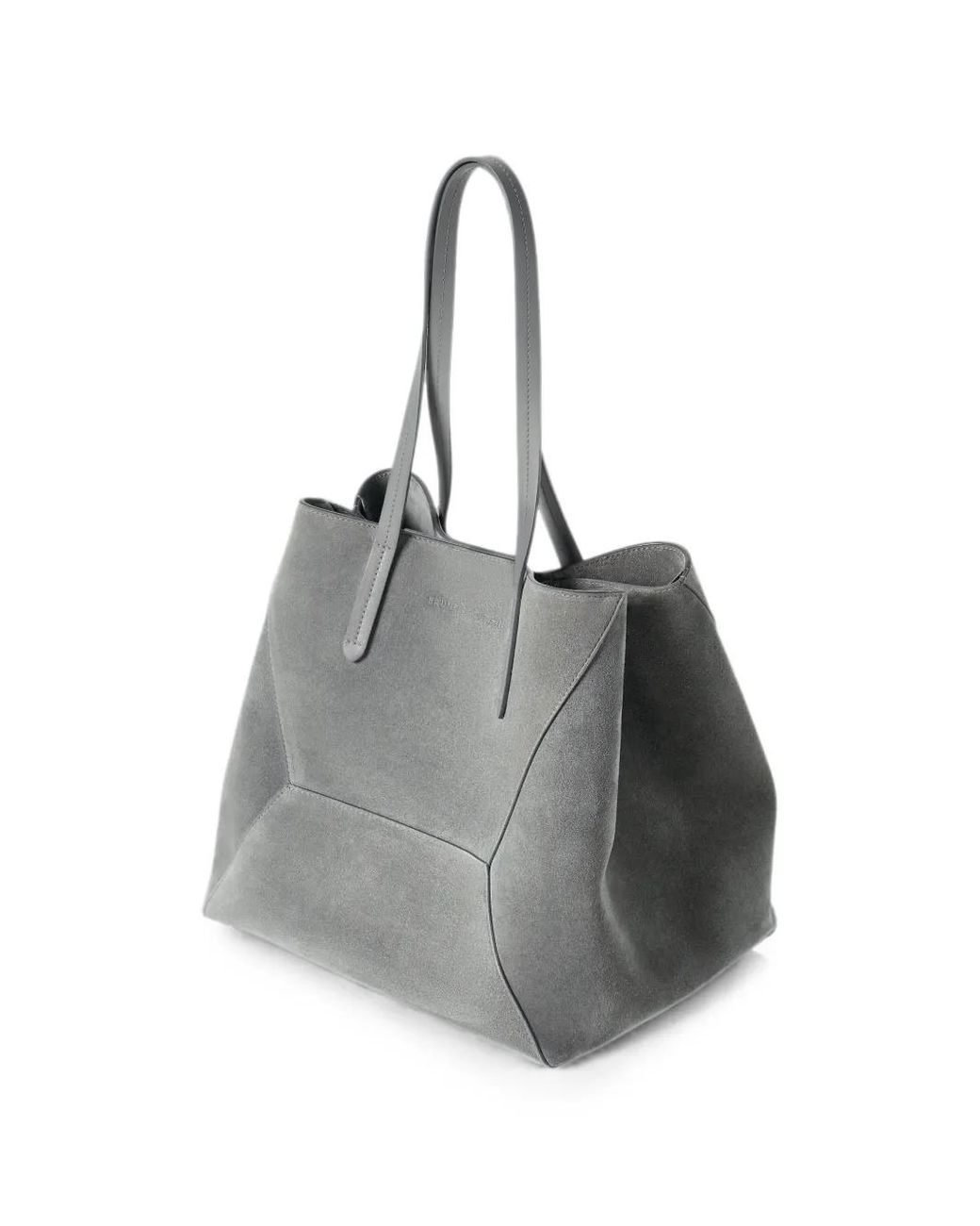 Brunello Cucinelli Gray Mini Sac Bc Duo En Daim Avec Monili