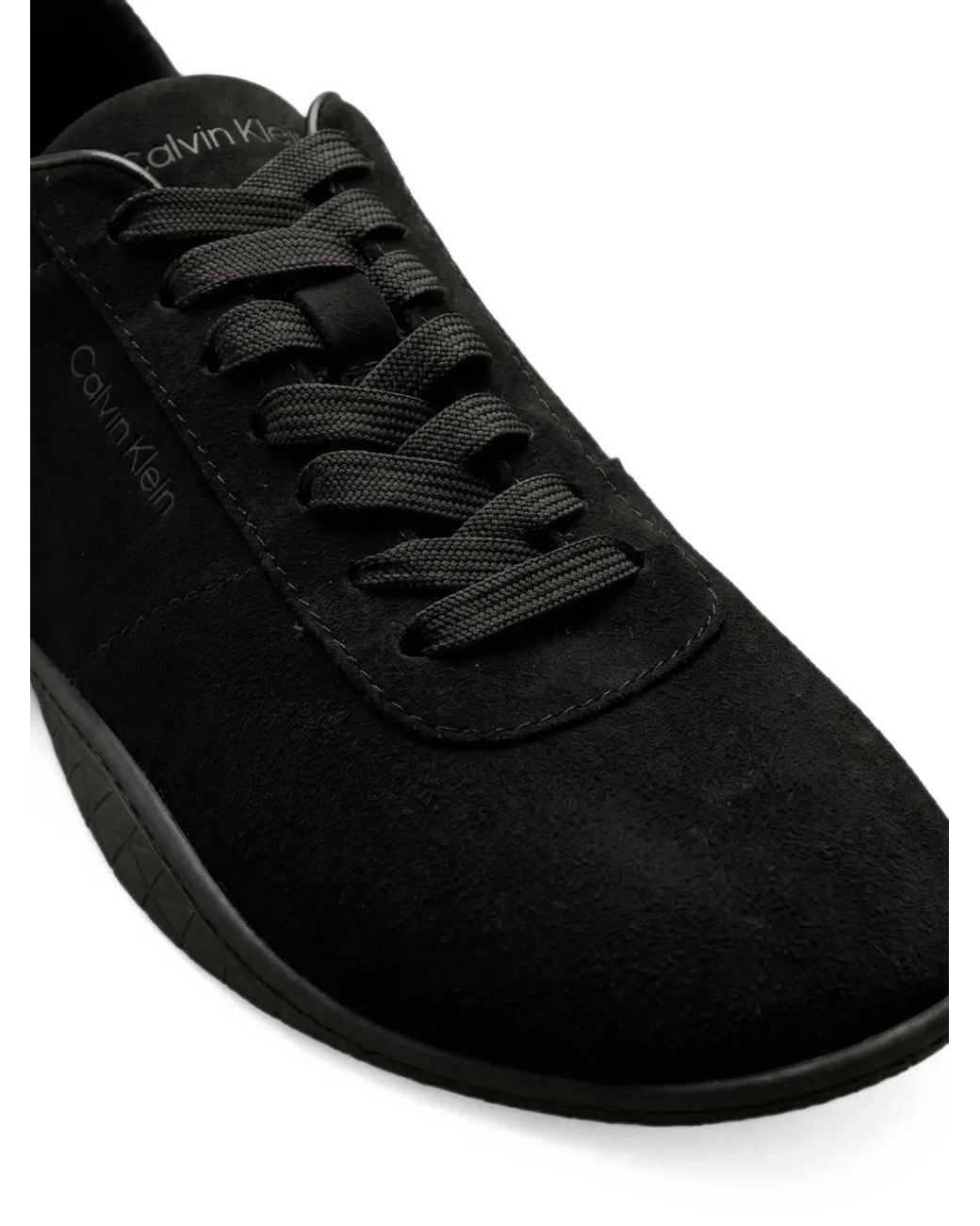 Calvin Klein Black Baskets En Daim À Logo Imprimé