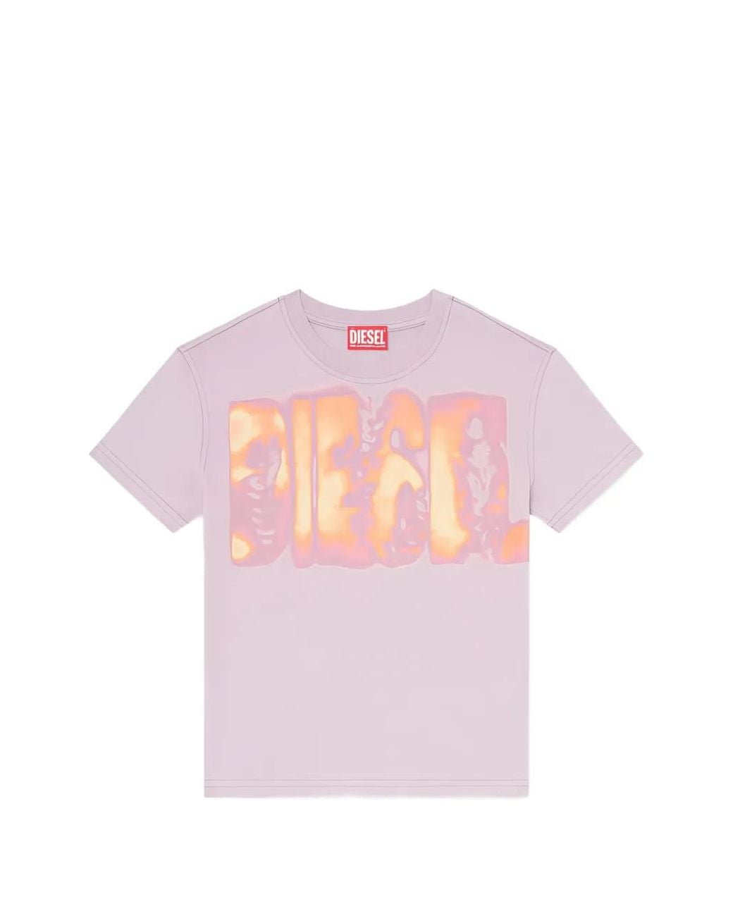 DIESEL Pink Slim Jersey T-Shirt With Graphic Print
