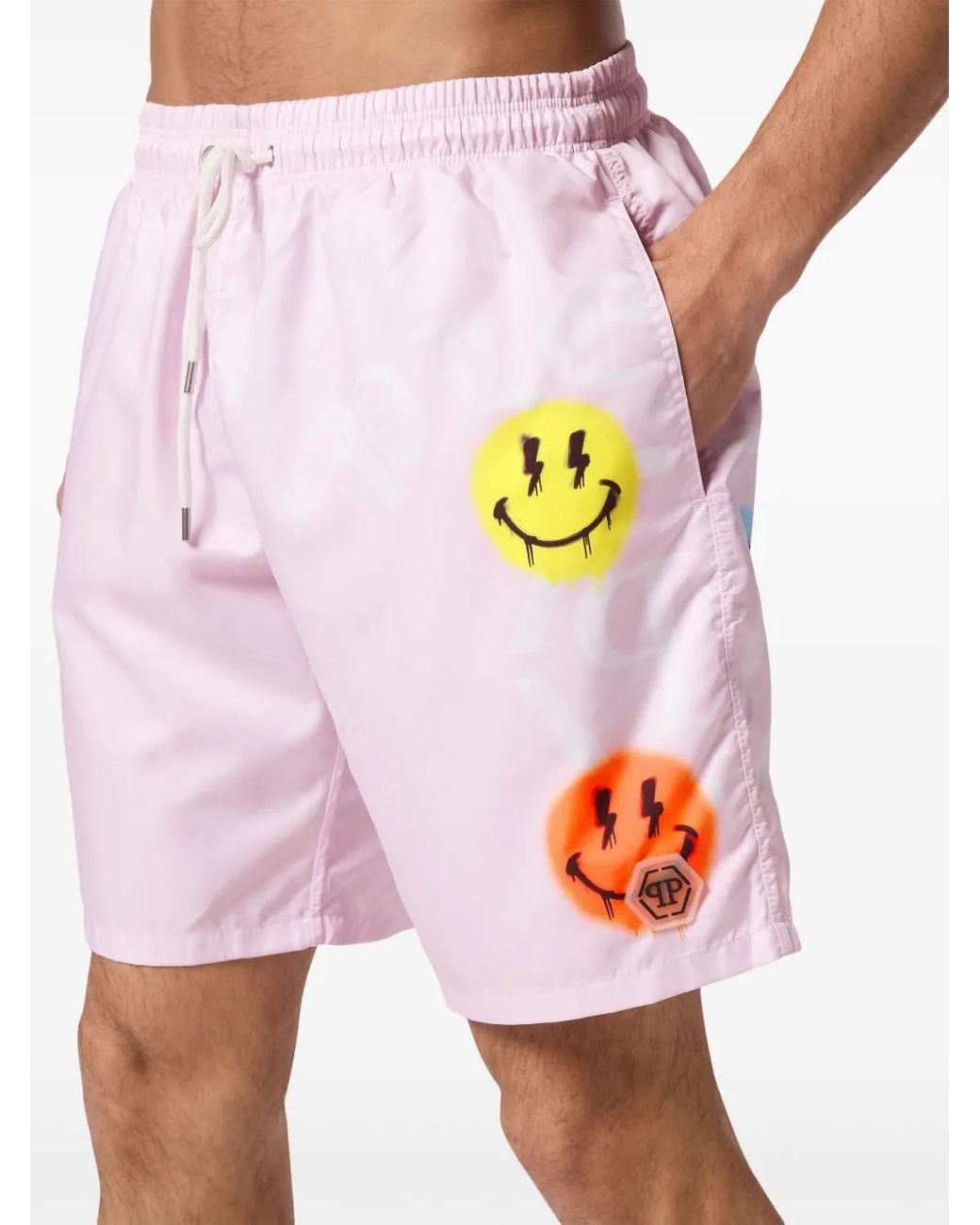 Philipp Plein Pink Logo-Print Swim Shorts for men