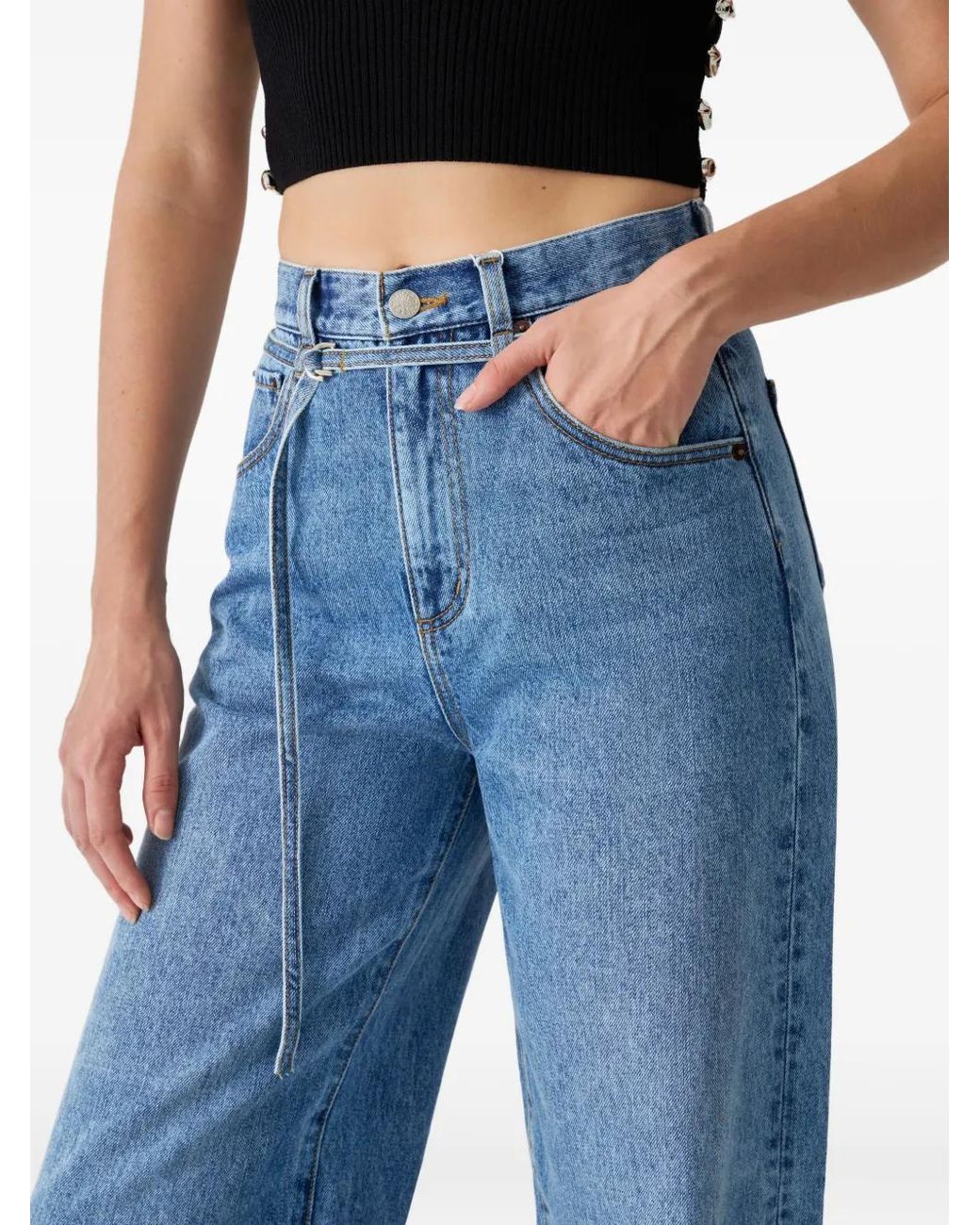 Hey Joanie Blue Jean Ample Twilight À Taille Ceinturée