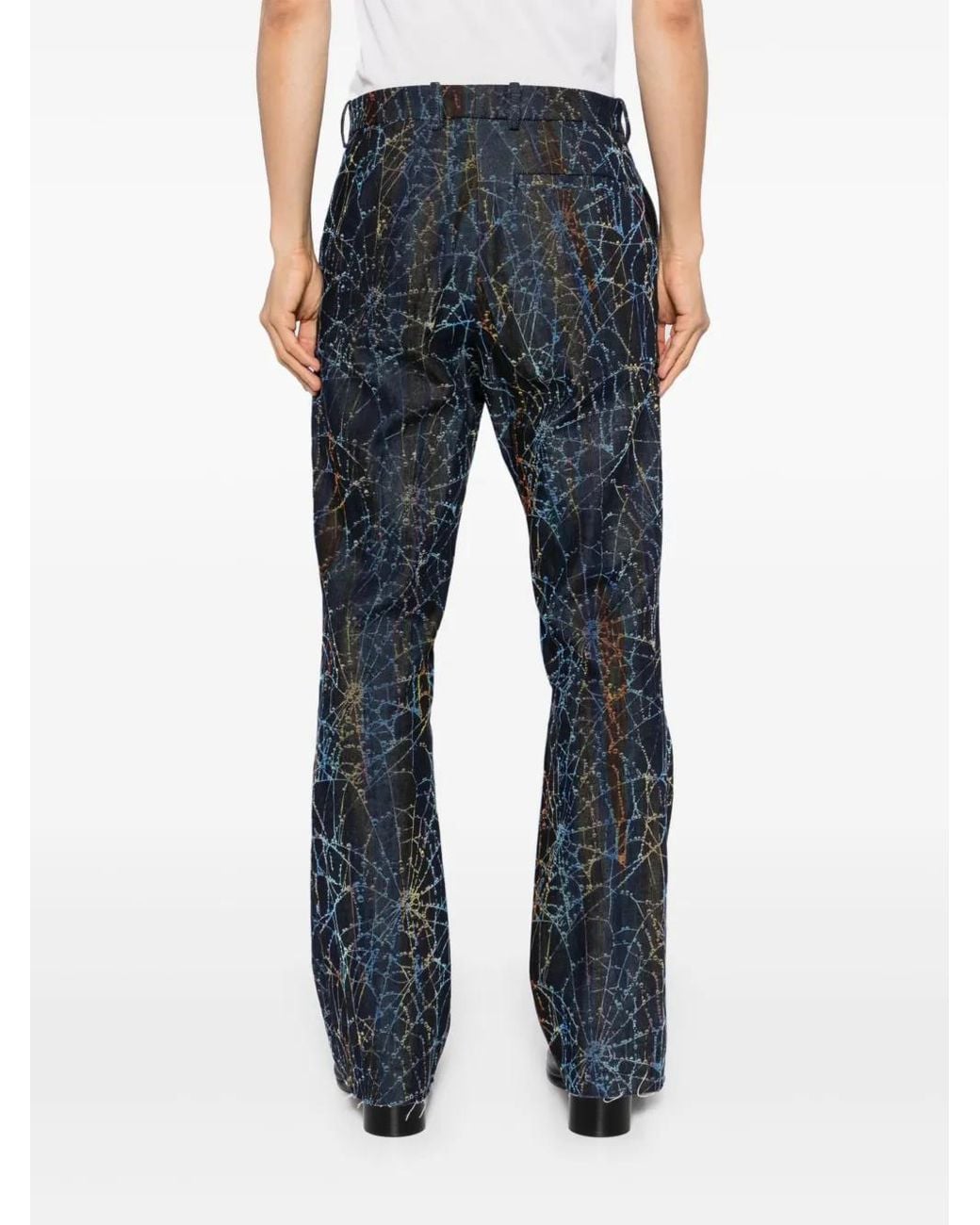 MASU Blue Flocky Web Flare Pants for men