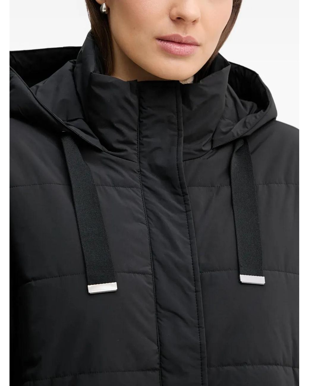 Sisley Black Hooded Quilted Jacket